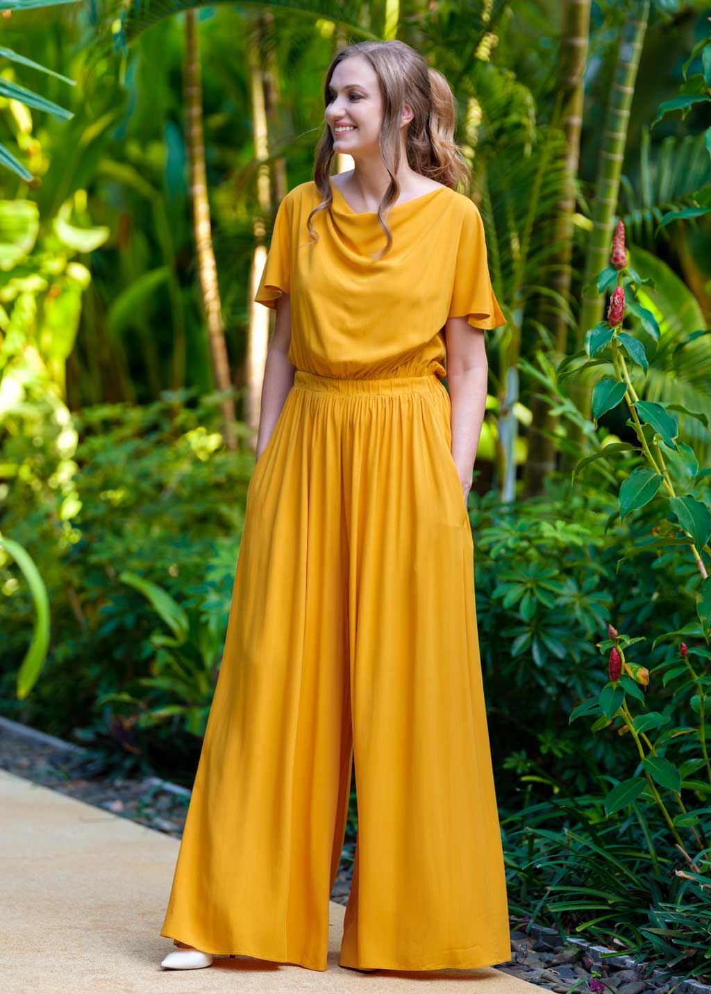 Honey yellow romantic jumpsuit