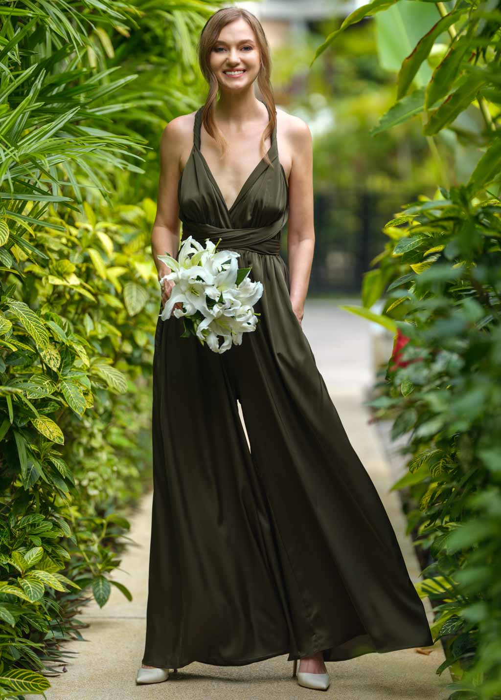 Dark olive infinity silk jumpsuit Dark olive infinity silk jumpsuit