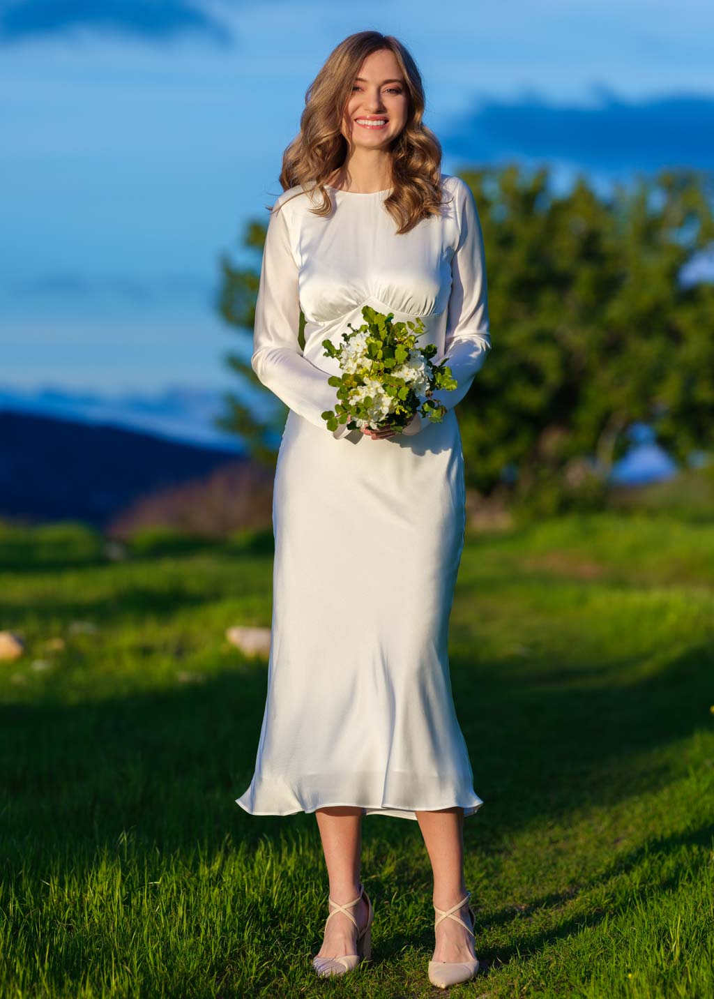 Ivory silk slip dress