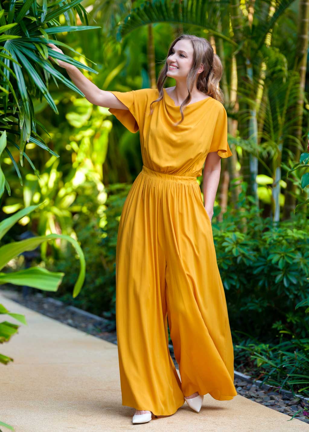 Honey yellow romantic jumpsuit