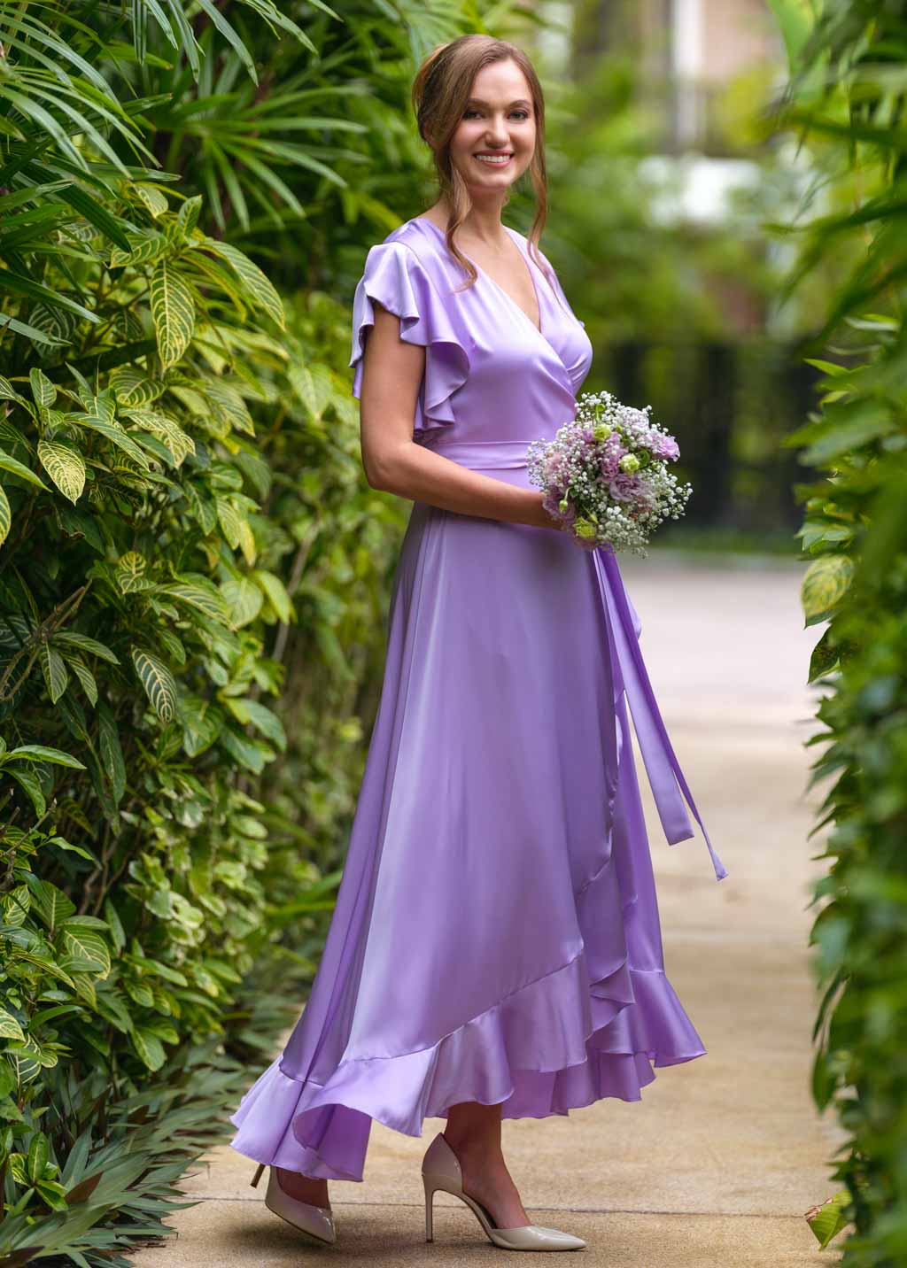 satin lilac maxi dress Monarch Pleated Satin Maxi Dress Lavender