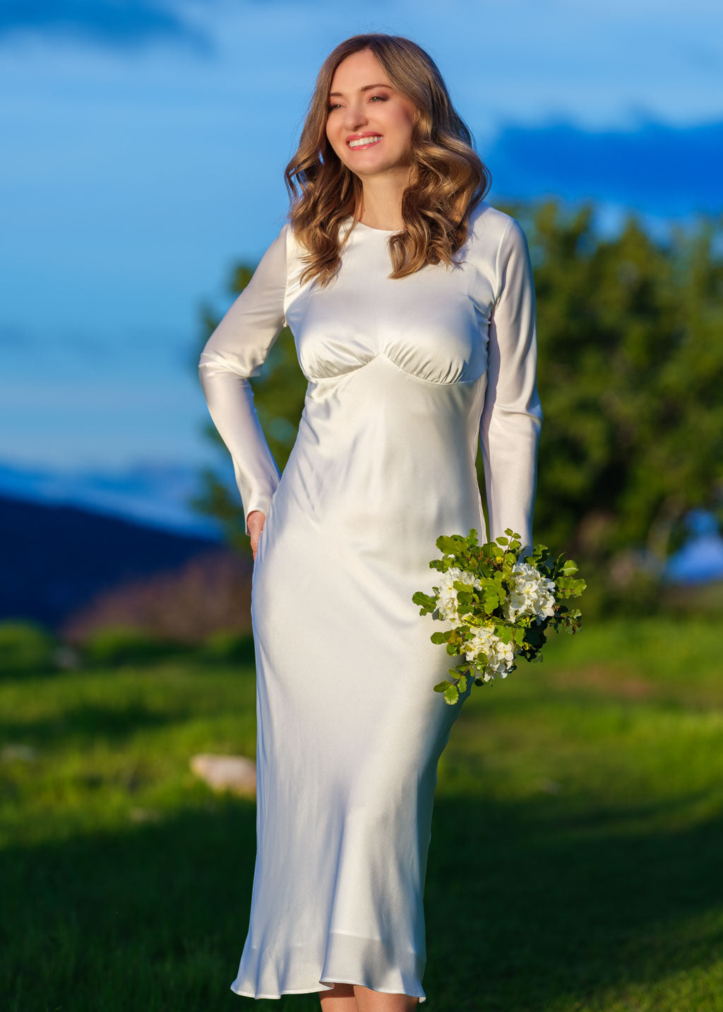 Ivory silk slip dress