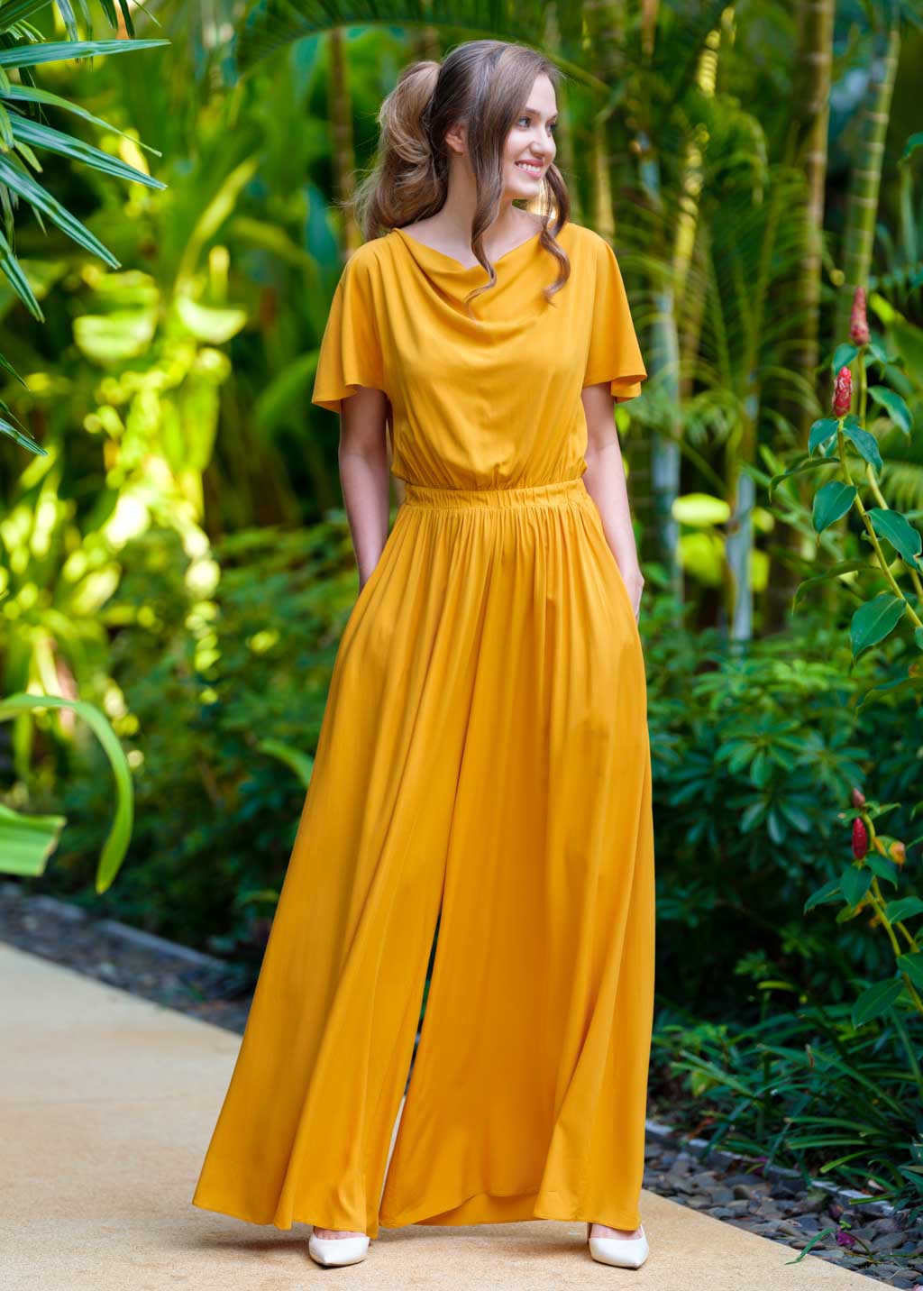 Honey yellow romantic jumpsuit