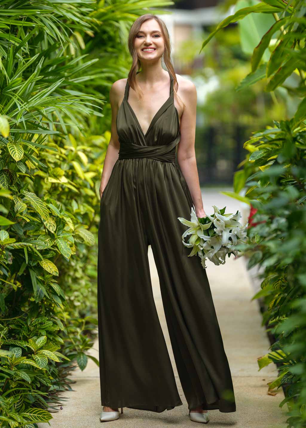 Dark Olive Olive Green Multiway Dress Dark Olive Infinity Jumpsuit, Silk Jumpsuit, Bridesmaid Jumpsuit Dark Olive Olive Green Multiway Dress Dark Olive Infinity Jumpsuit, Silk Jumpsuit, Bridesmaid Jumpsuit