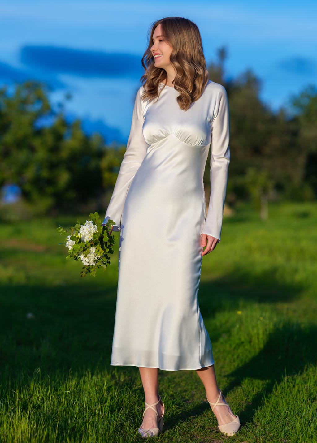 Ivory silk slip dress