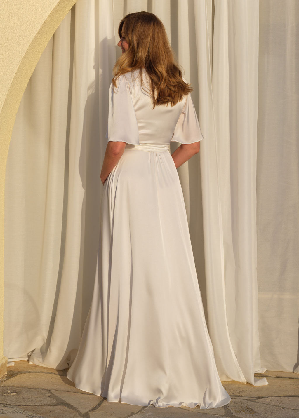 Silk ivory wrap dress