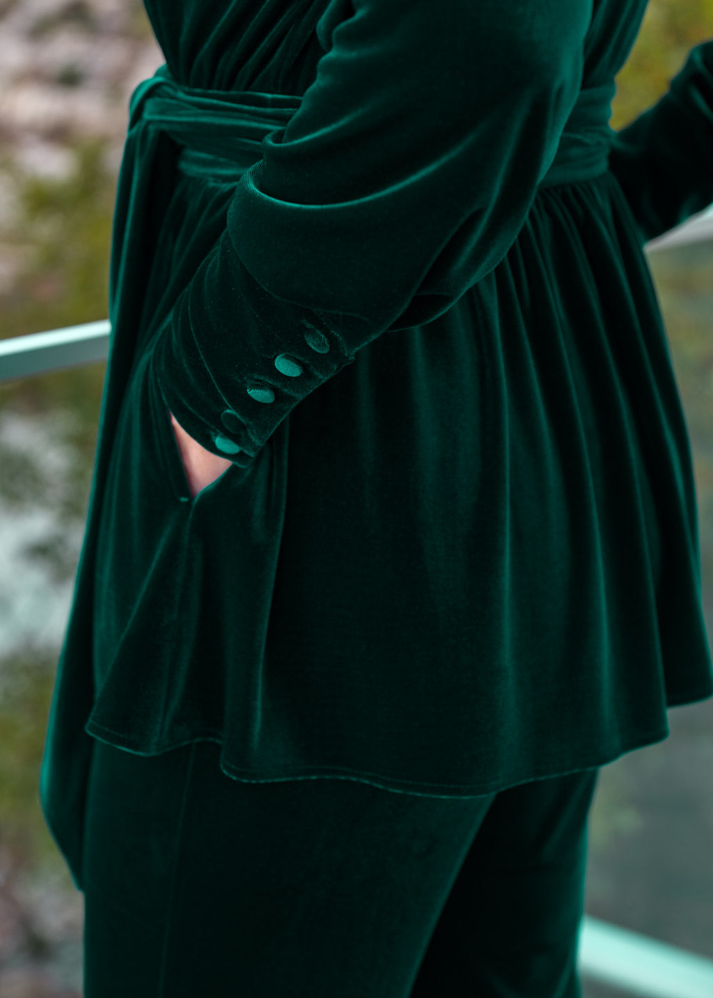 Emerald green velvet suit set