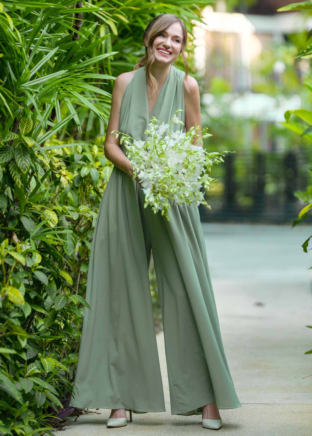 Sage green chiffon infinity jumpsuit, chiffon bridesmaid dress, wedding guest dress, bridesmaids dress, chiffon long dress, convertible dress, evening dress, formal chiffon dress, prom dress ENME.ME Sage green chiffon infinity jumpsuit, chiffon bridesmaid dress, wedding guest dress, bridesmaids dress, chiffon long dress, convertible dress, evening dress, formal chiffon dress, prom dress ENME.ME