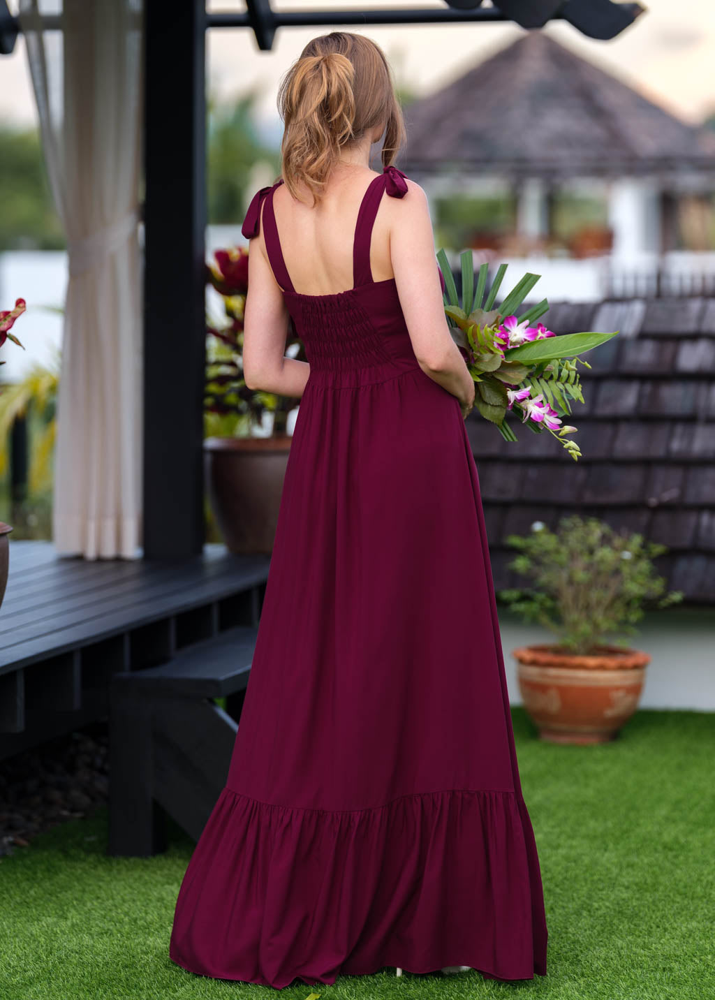 Burgundy romantic long dress