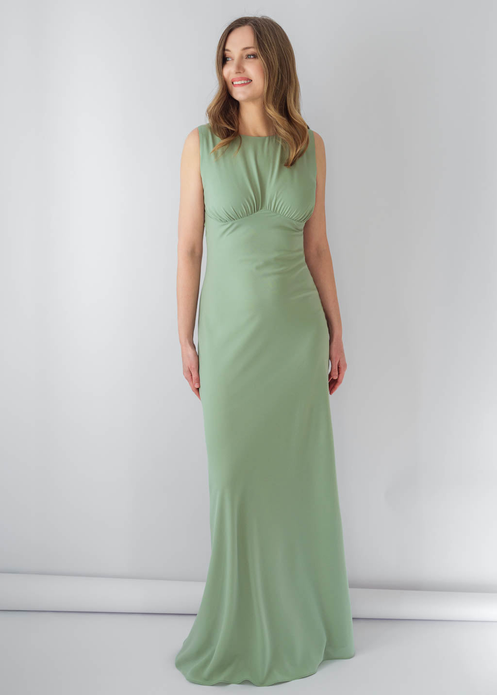 Sage green chiffon long dress