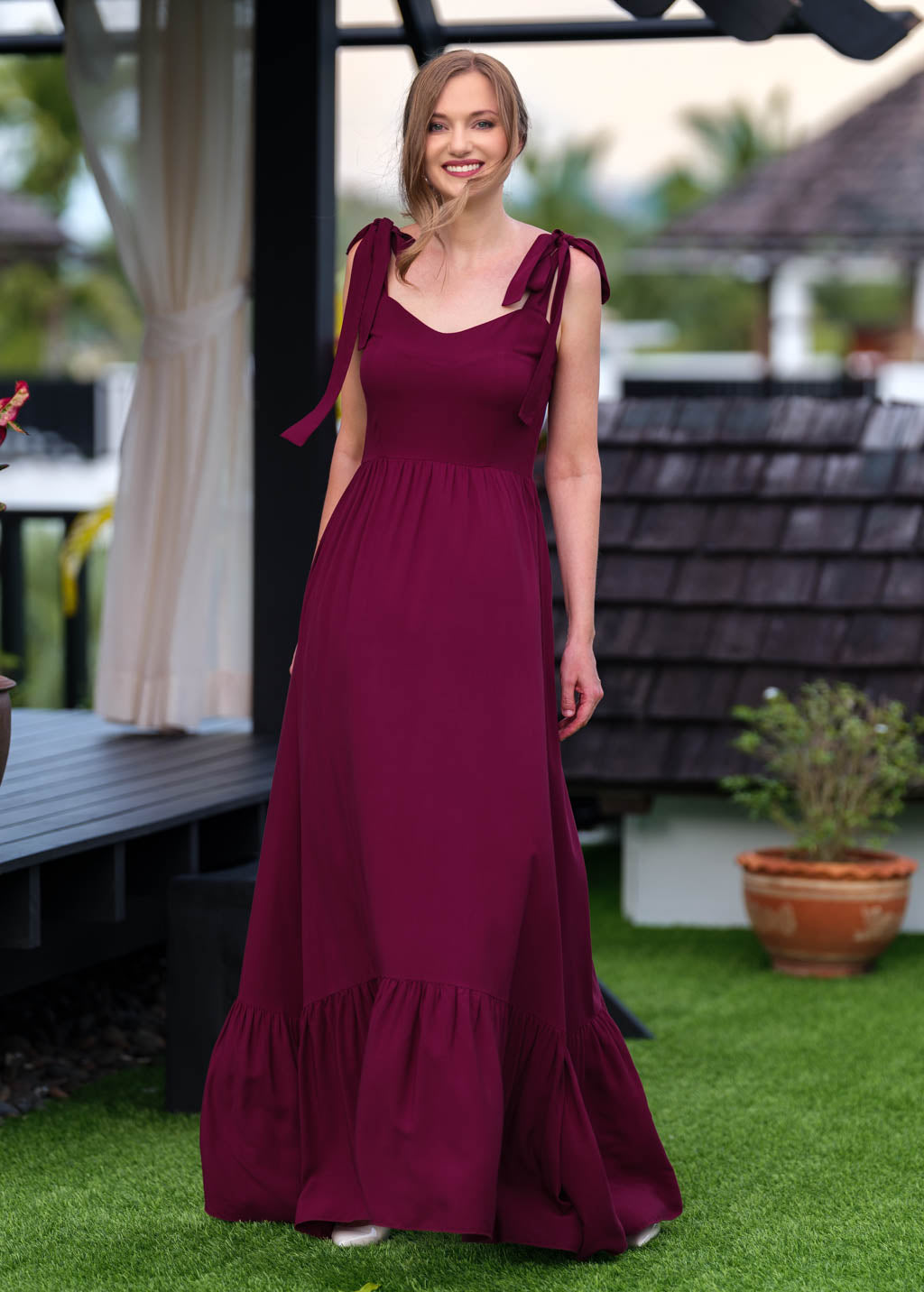 Burgundy romantic long dress