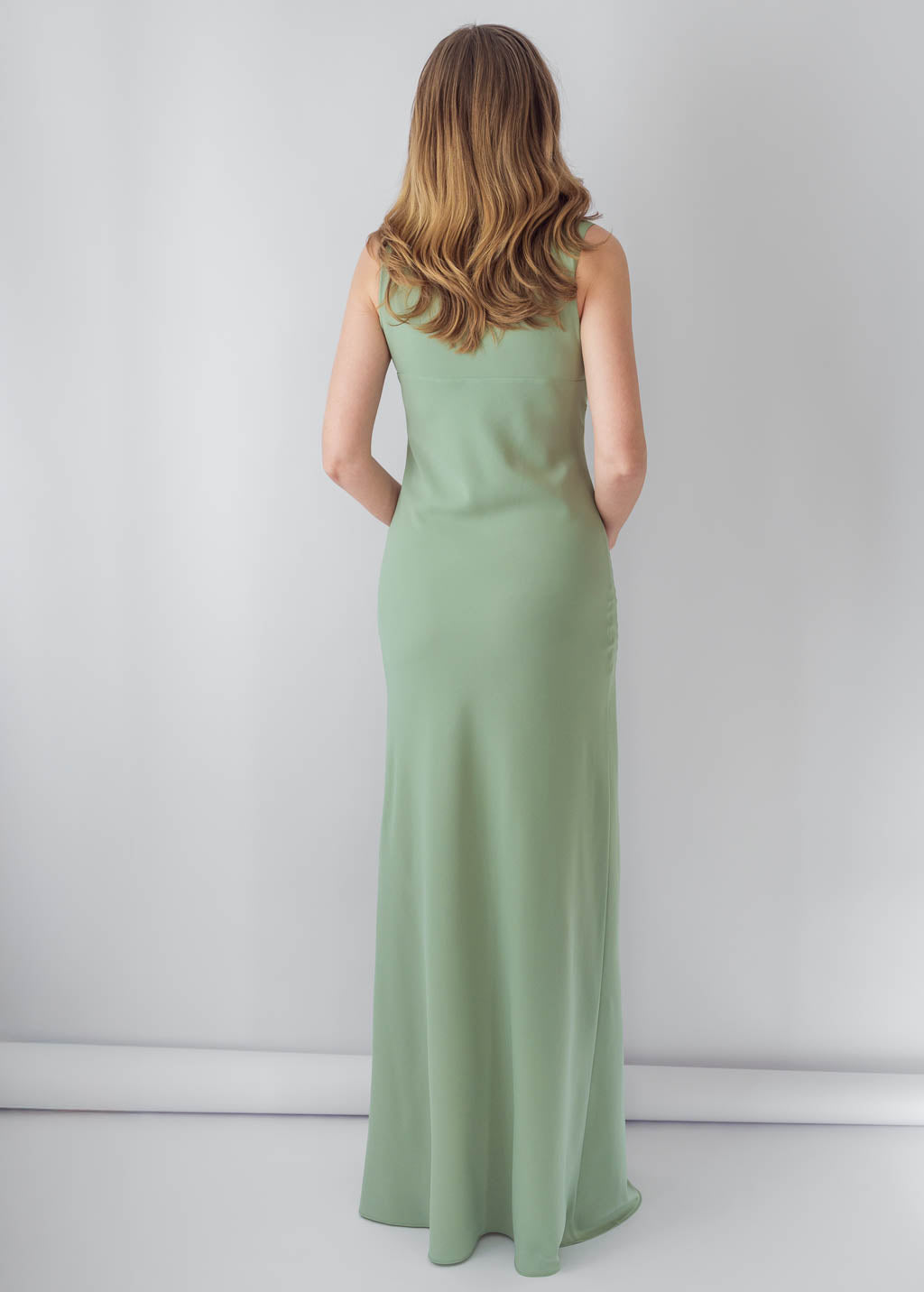 Sage green chiffon long dress