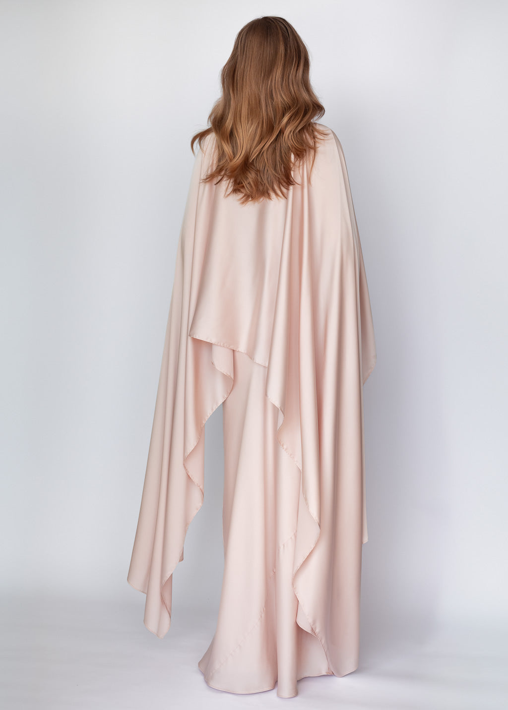 Light Champagne Silk Dress & Detachable Cape