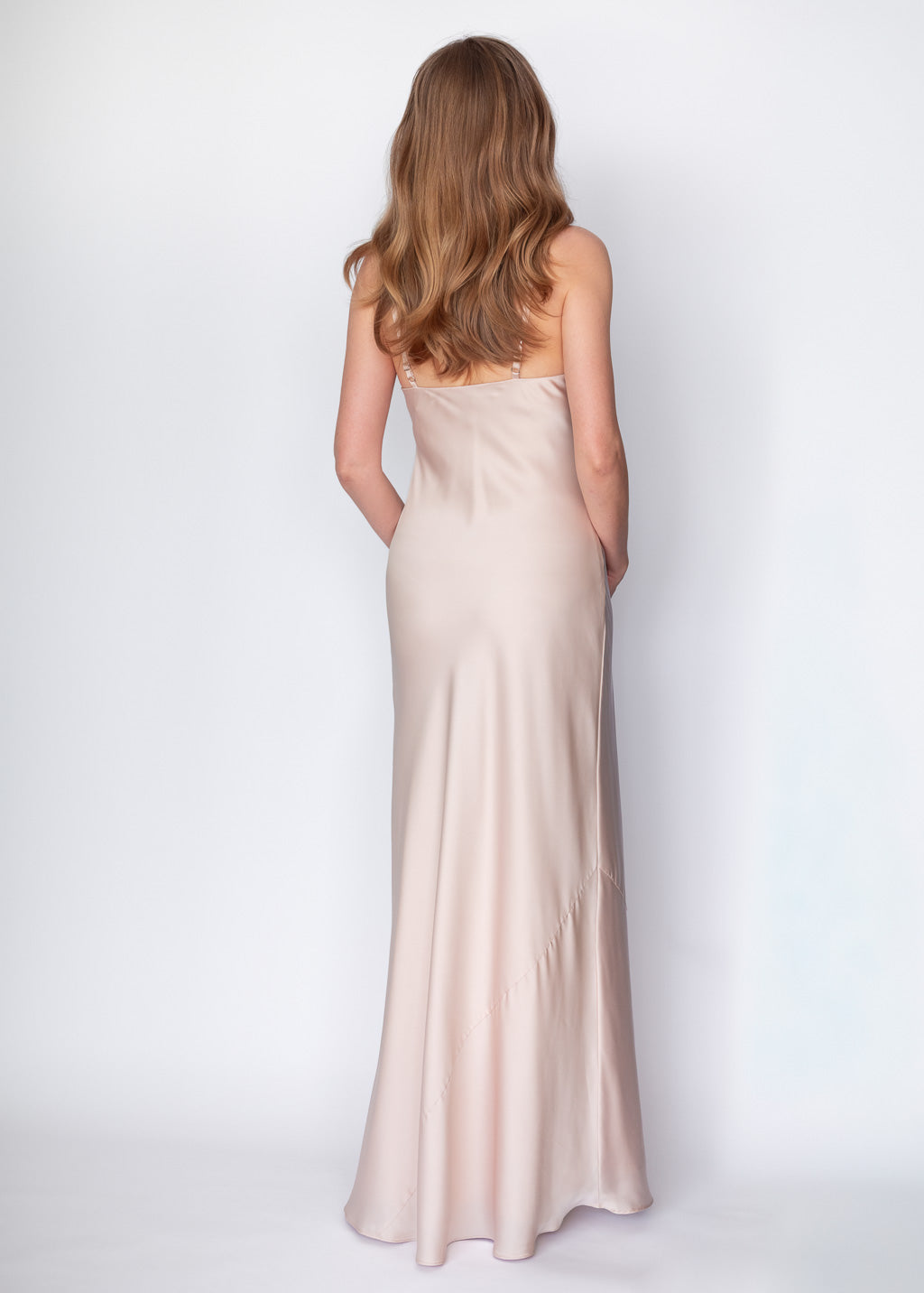 Light Champagne Silk Dress & Detachable Cape