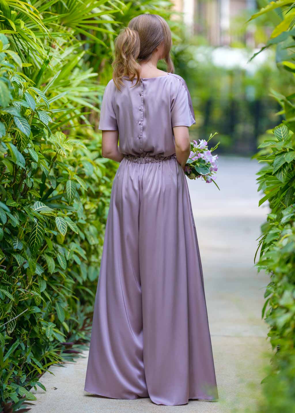 Taupe silk jumpsuit