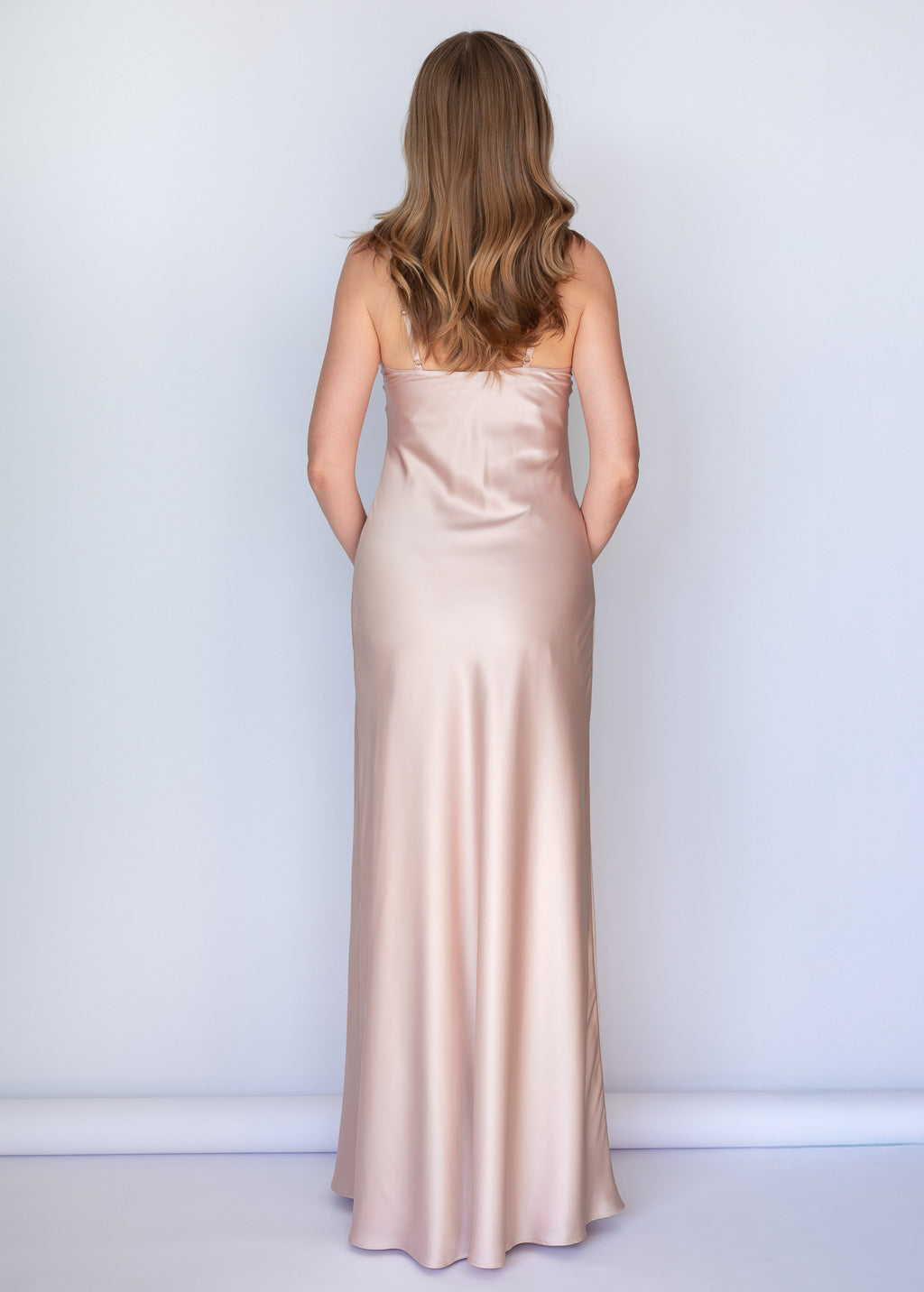 Light Champagne Silk Dress & Detachable Cape