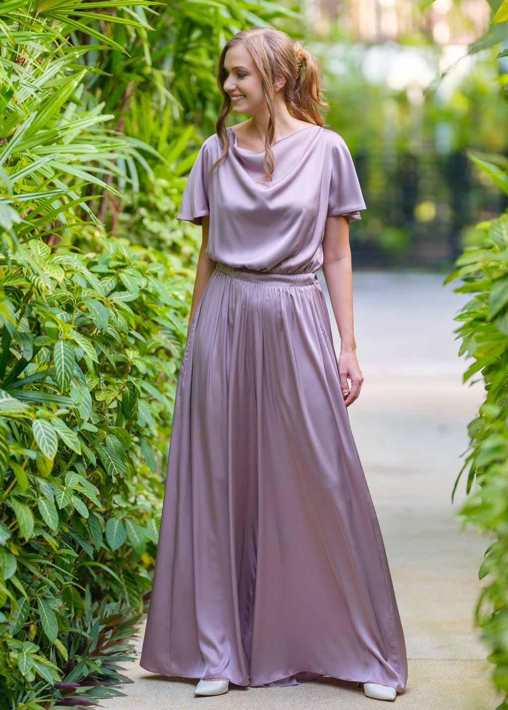 Taupe silk jumpsuit