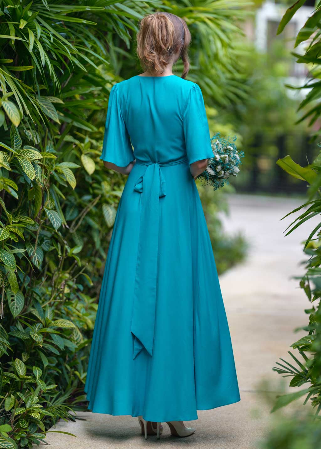 Turquoise romantic wrap dress