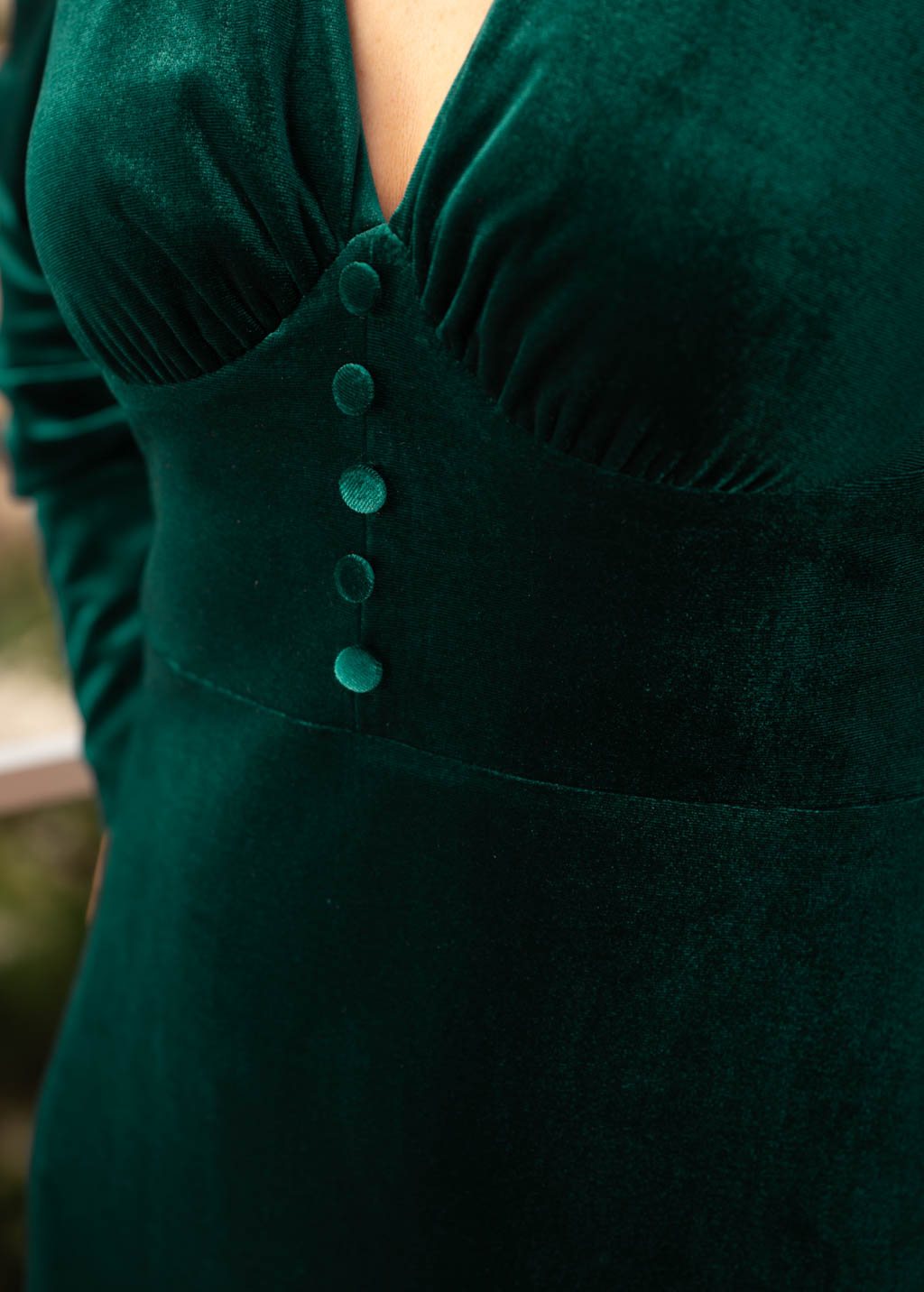 Emerald green velvet long dress