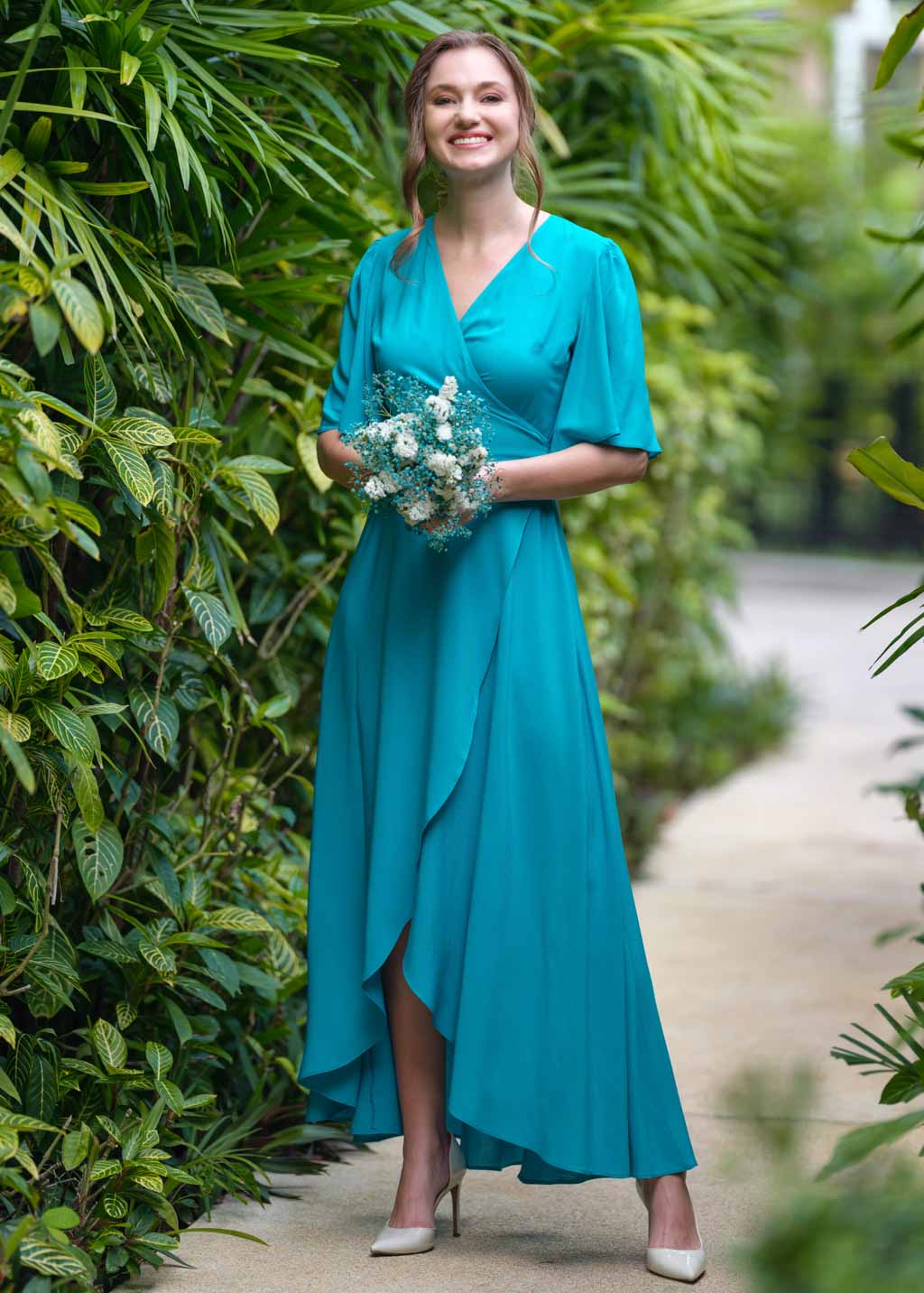 Turquoise romantic wrap dress