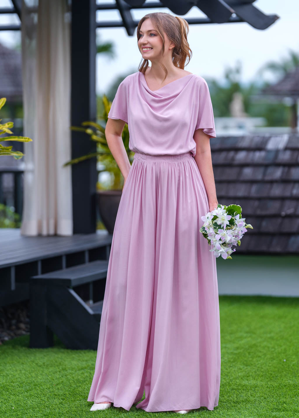 Rose pink romantic jumpsuit