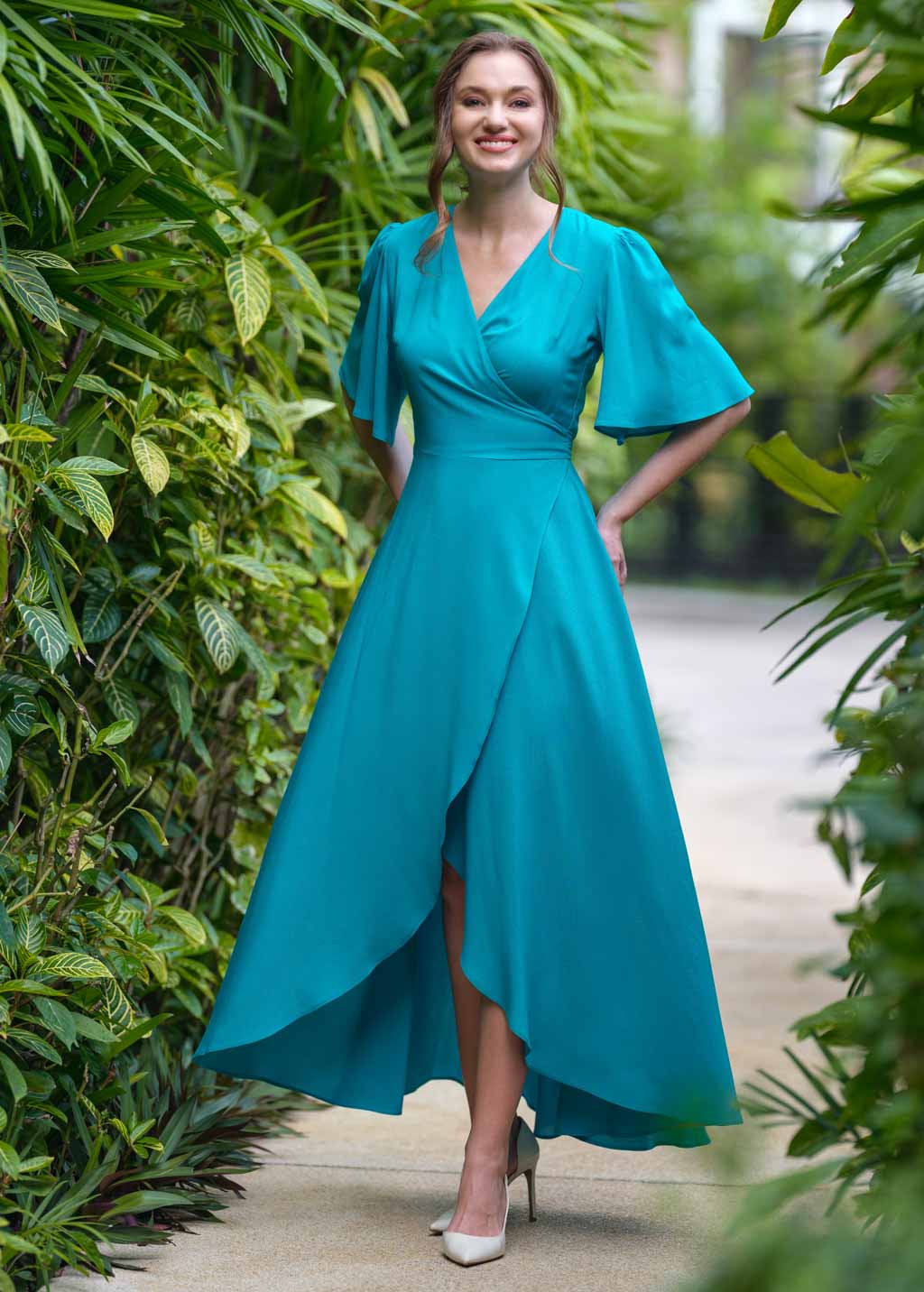 Turquoise romantic wrap dress