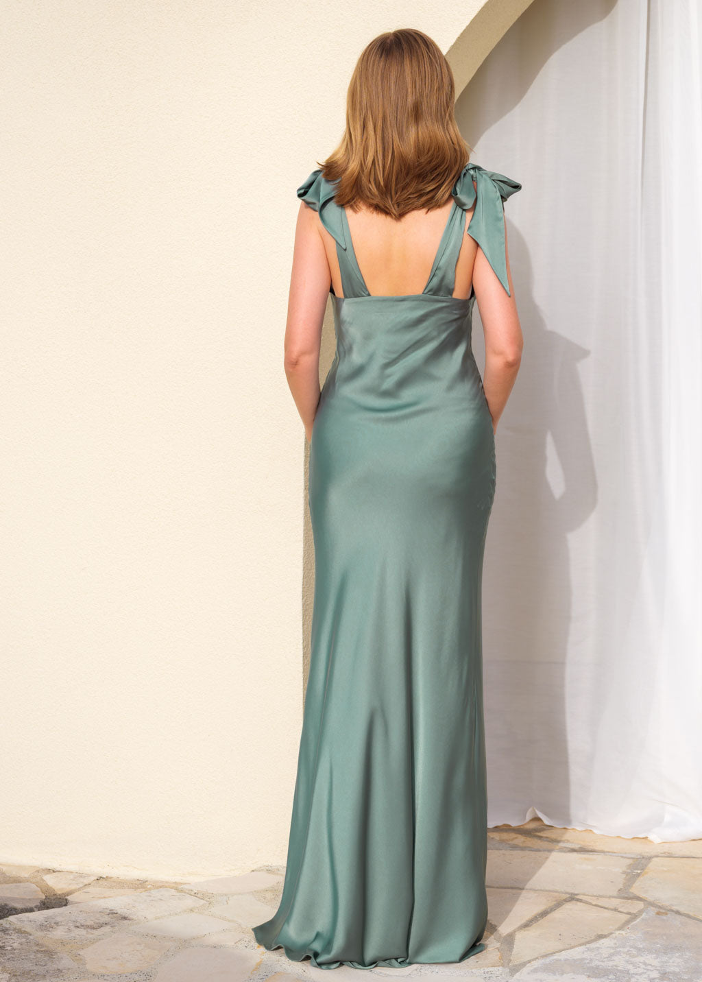 Dusty sage silk slip dress