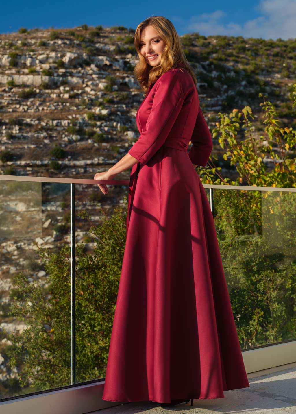 Burgundy wrap satin dress dress Burgundy wrap satin dress dress