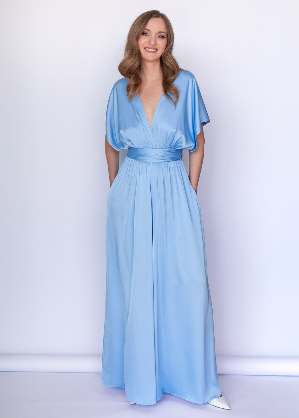 Sky Blue Infinity Silk Jumpsuit with Pockets