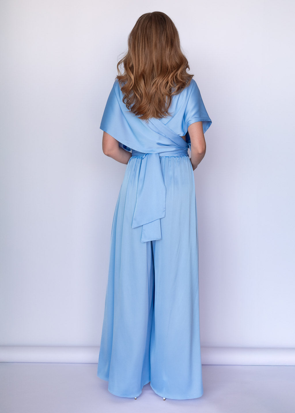 Sky Blue Infinity Silk Jumpsuit with Pockets