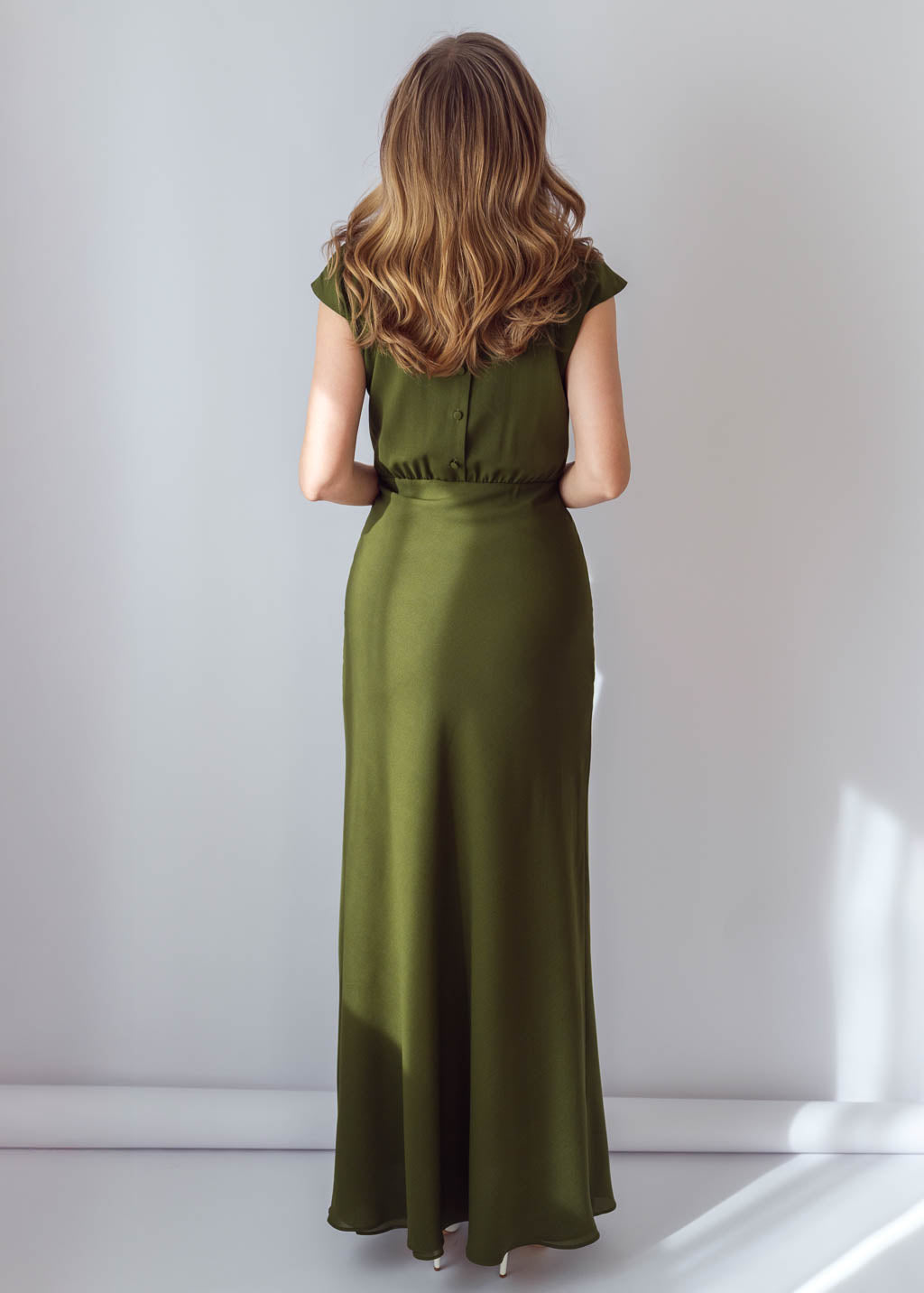 olive bridesmaid dresses Olive Green Chiffon Long Dress