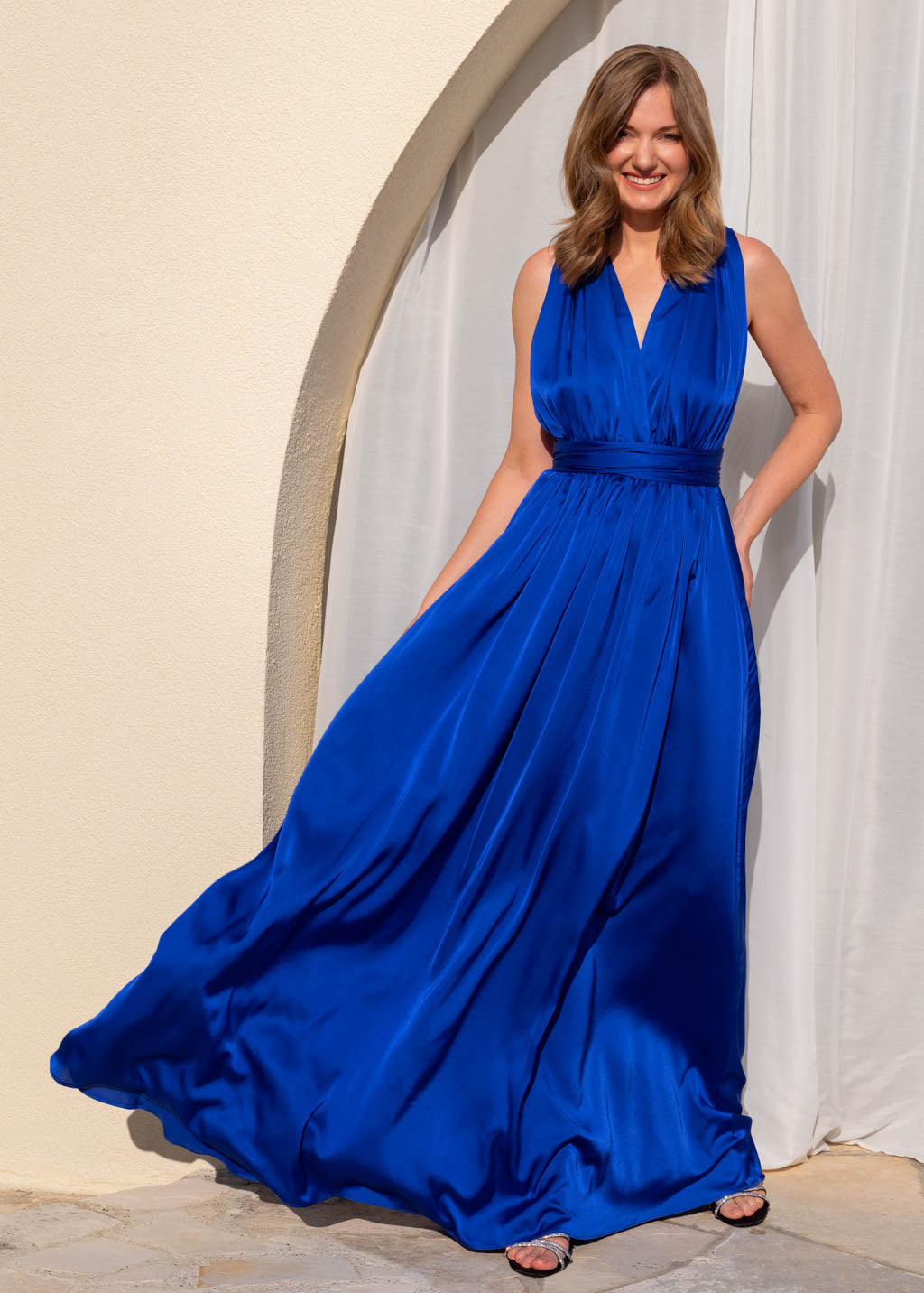 Royal blue infinity long pleated dress