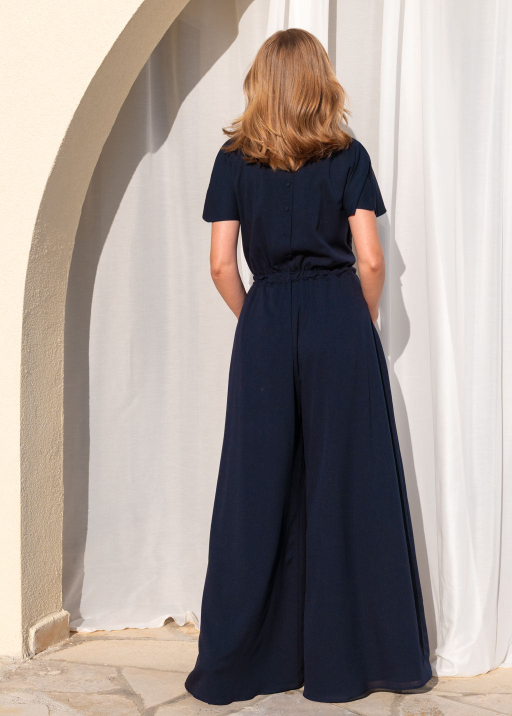 Navy blue chiffon jumpsuit