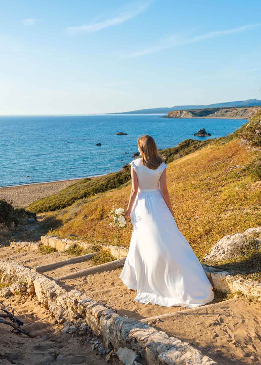 Ivory silk wedding dress with train