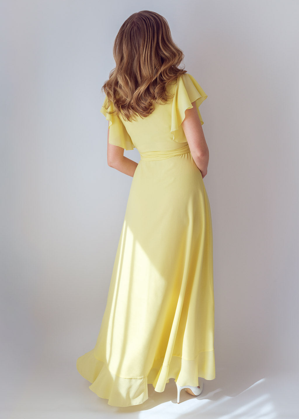 Lemon Sorbet Chiffon Wrap Dress