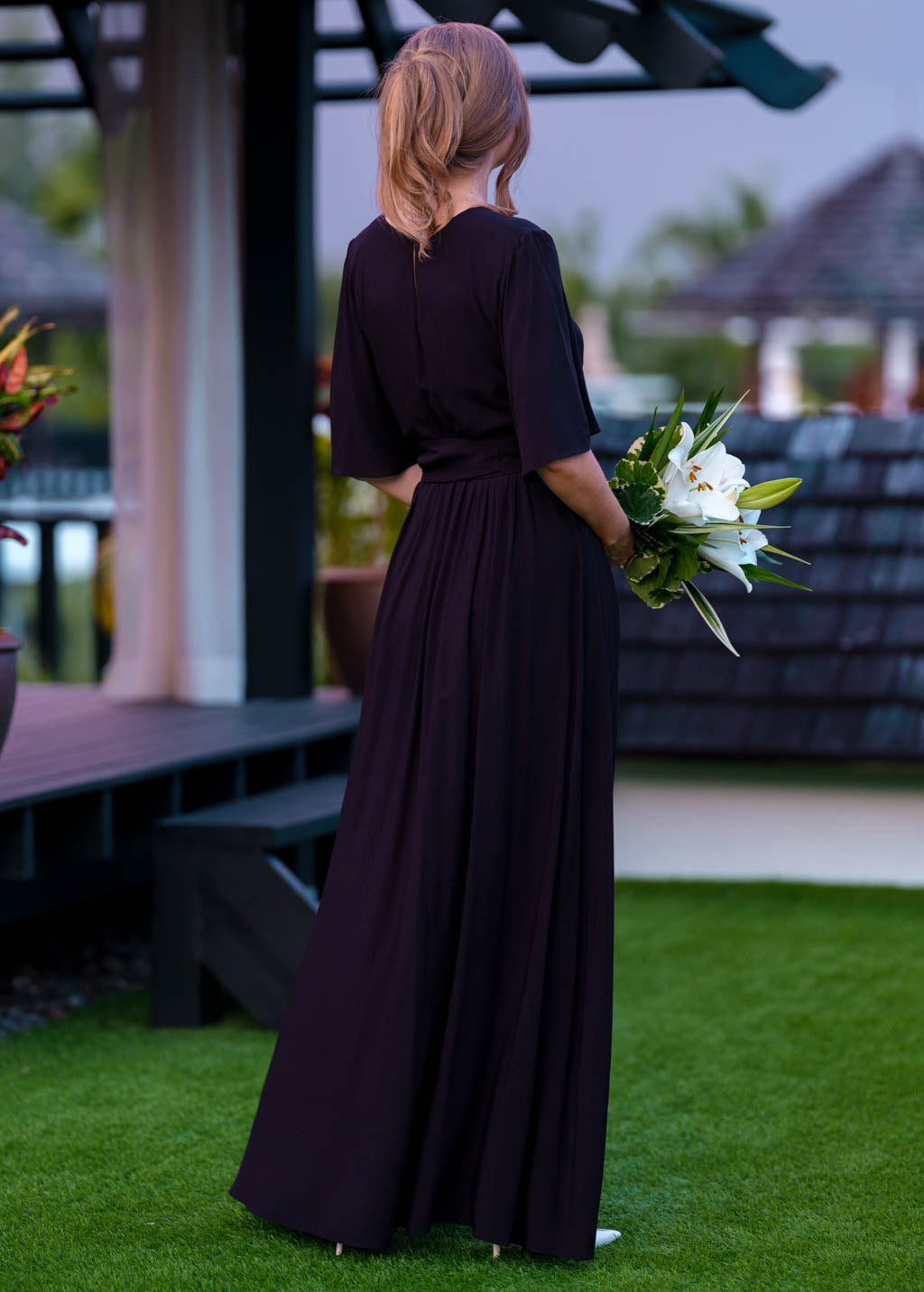 Black long dress with belt
