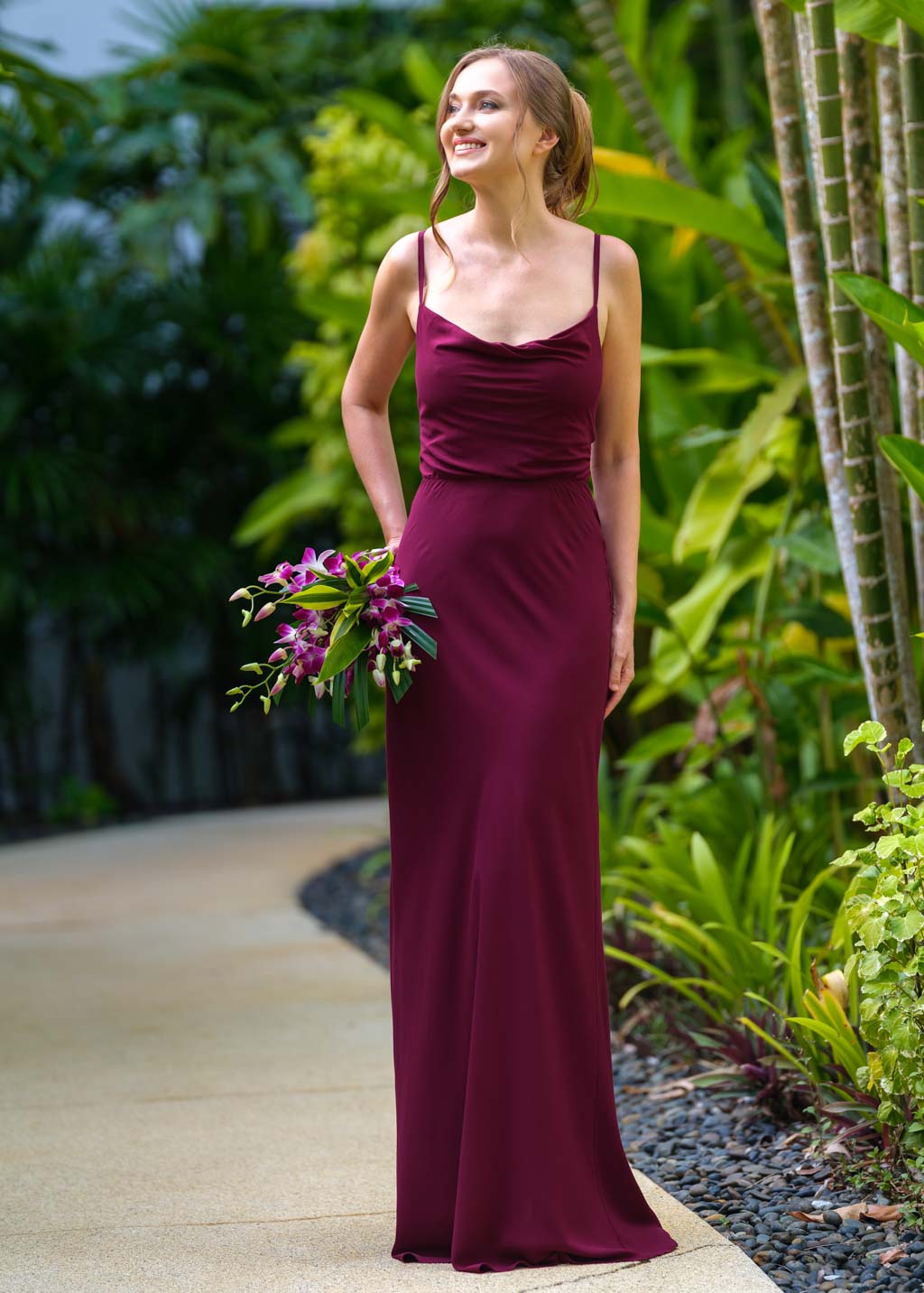 Burgundy long slip dress
