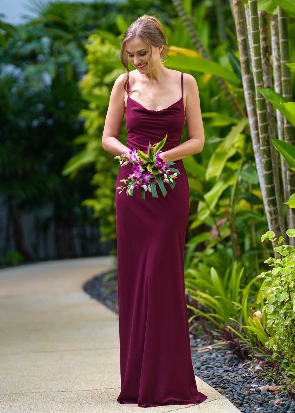 Burgundy long slip dress