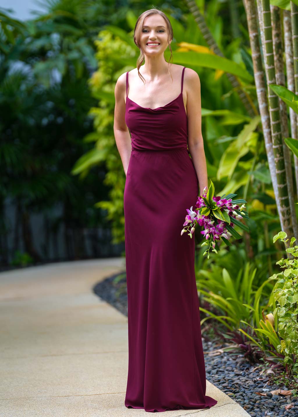 Burgundy long slip dress
