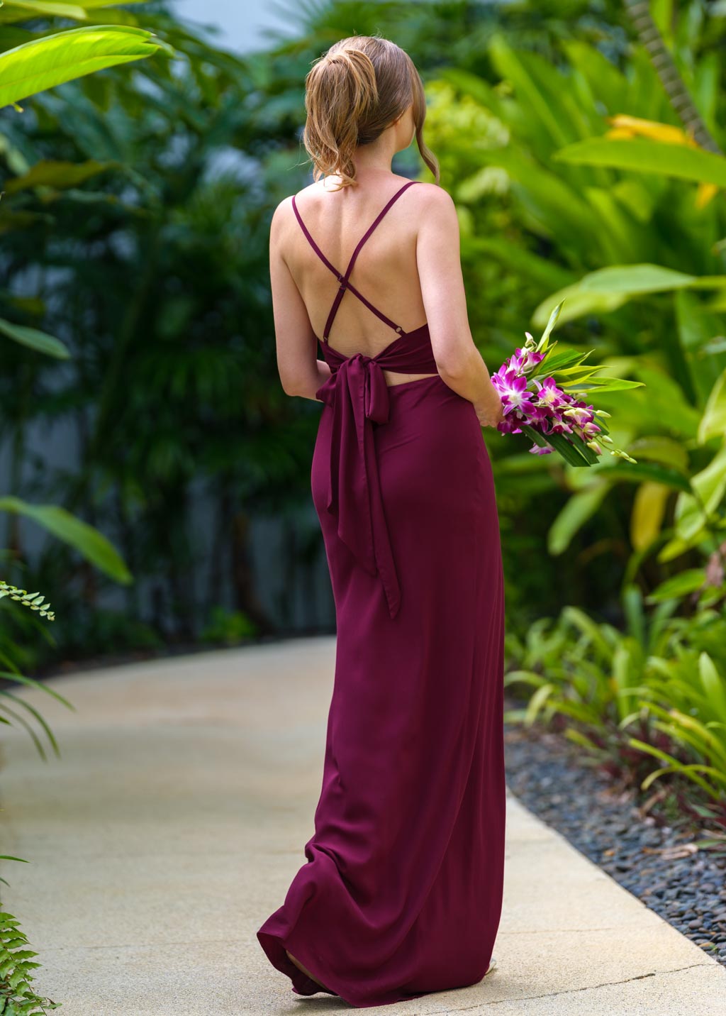 Burgundy long slip dress