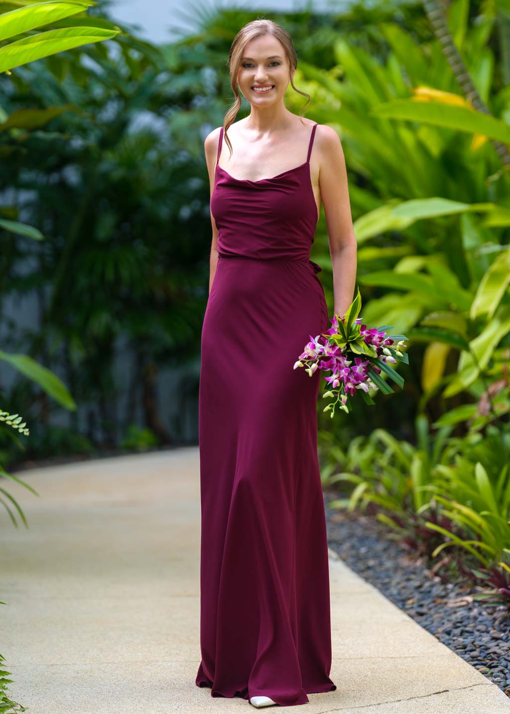 Burgundy long slip dress