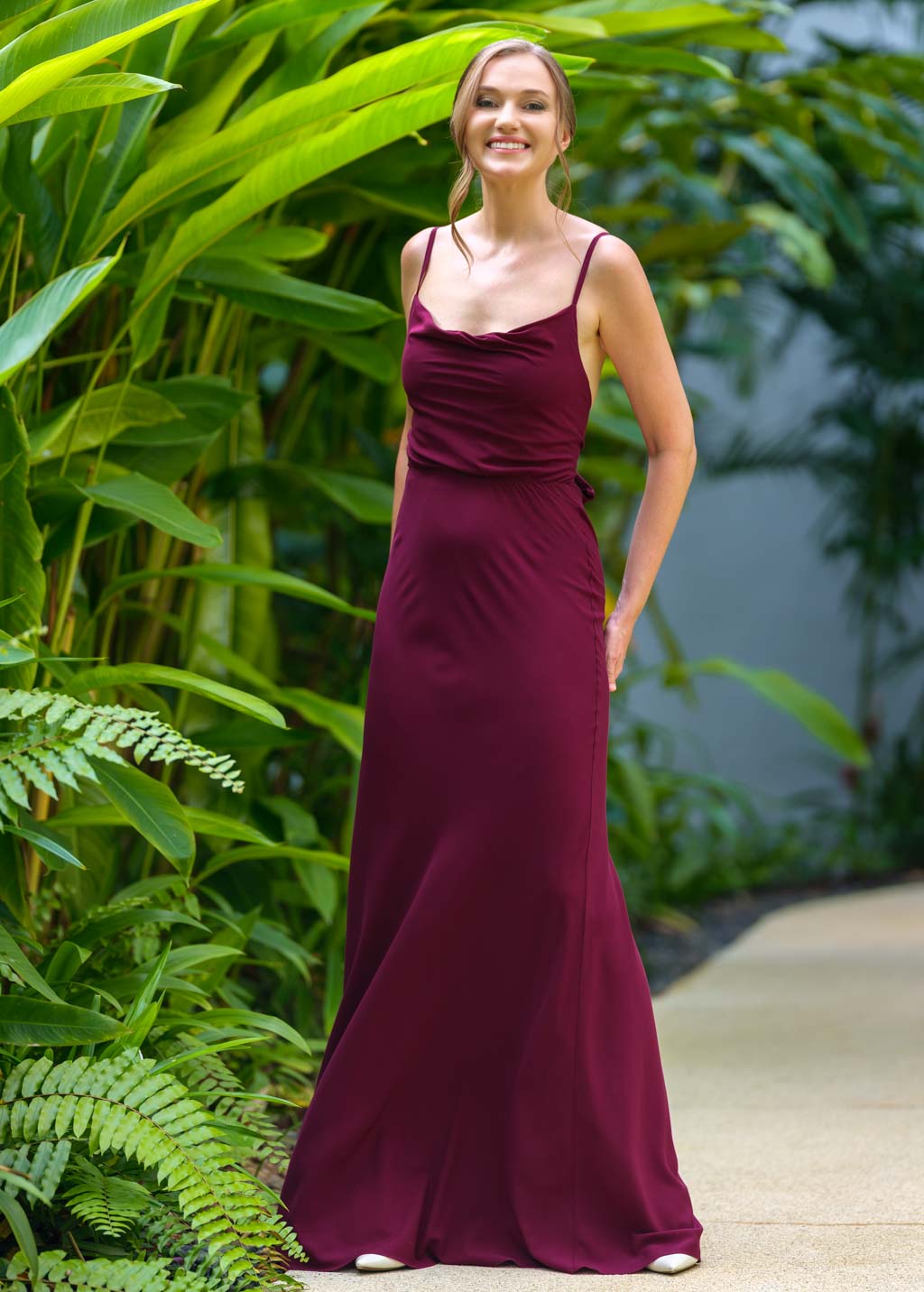 Burgundy long slip dress