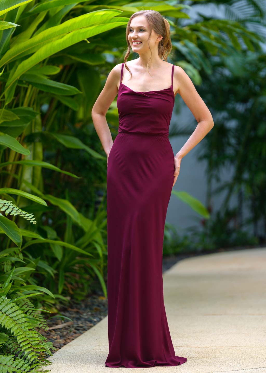 Burgundy long slip dress