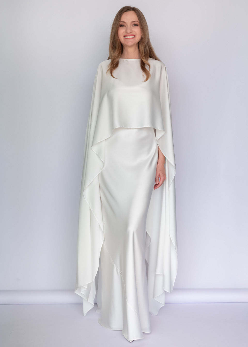 Ivory Silk Dress & Detachable Cape