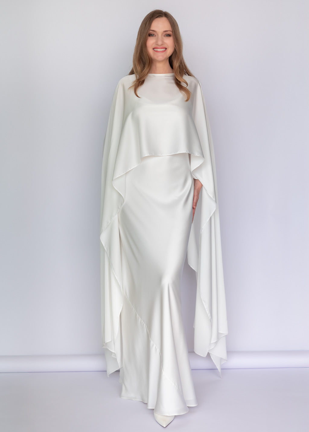 Ivory Silk Dress & Detachable Cape