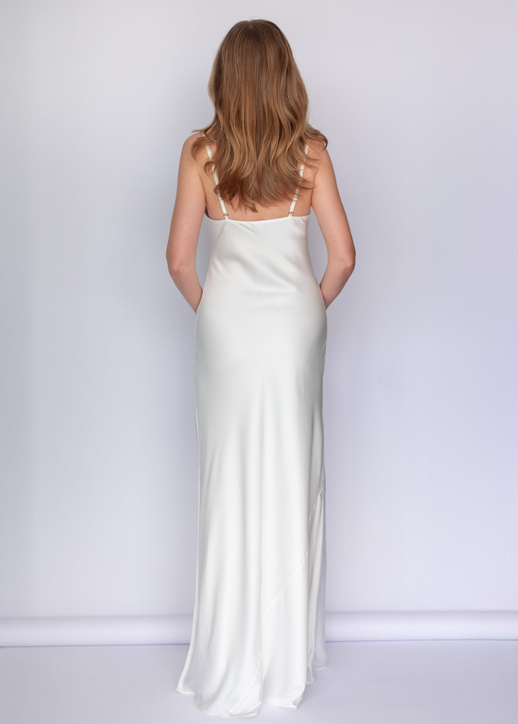 Black Bias Cut Silk Satin Dress with Chiffon Cape
