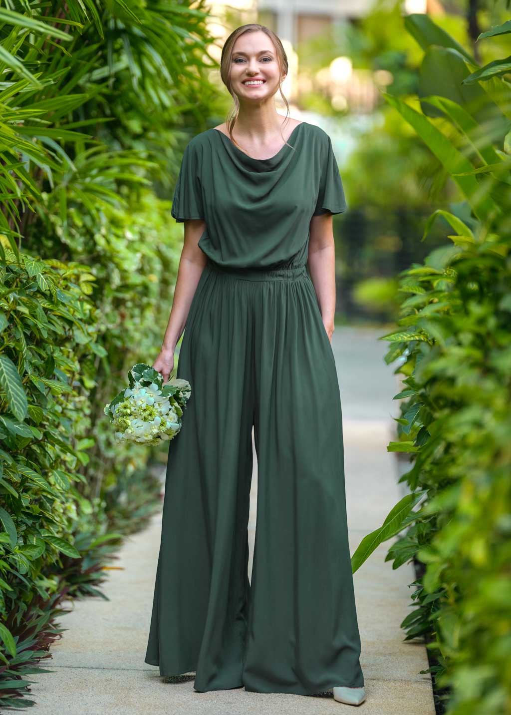 Dark green romantic jumpsuit