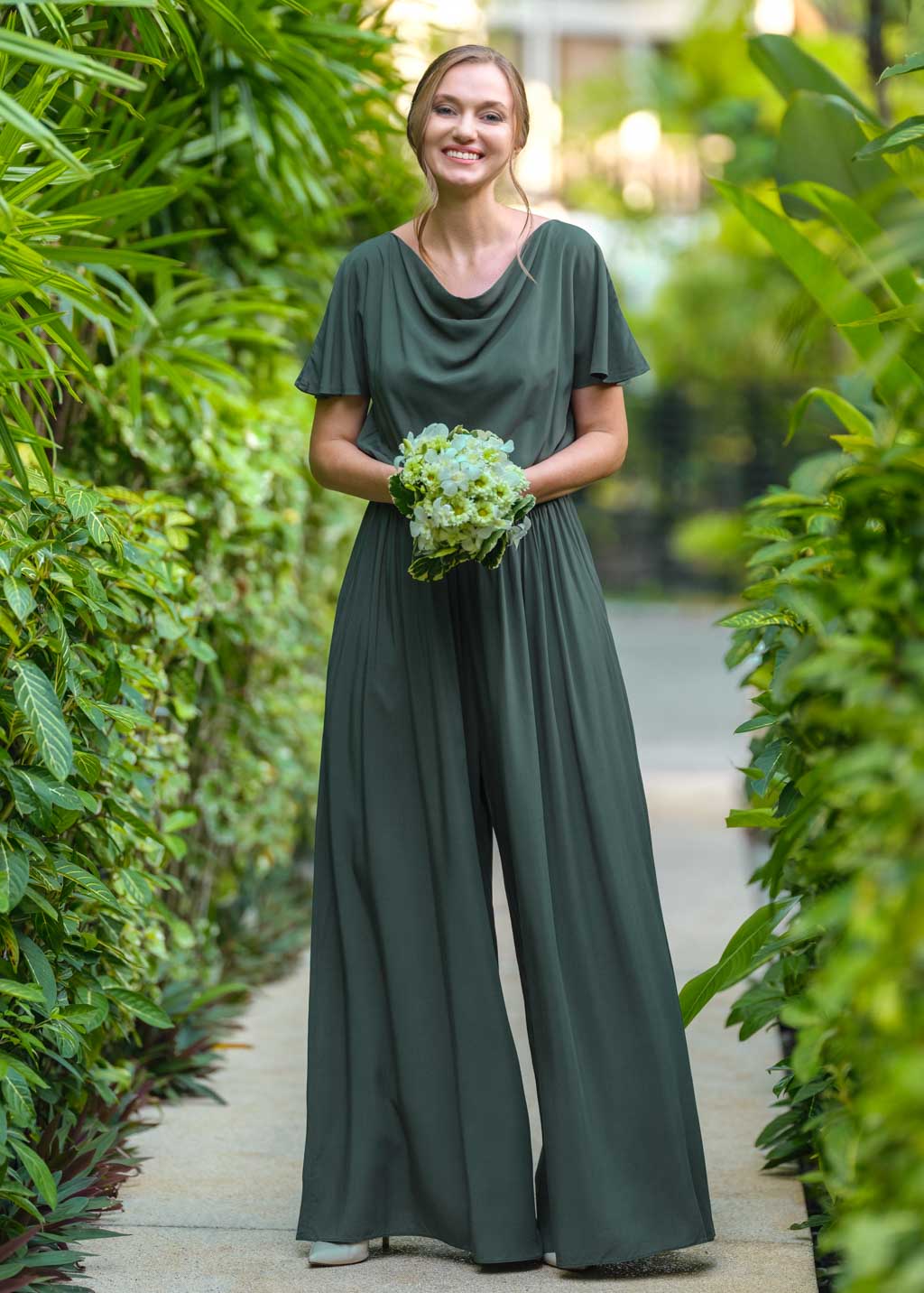 Dark green romantic jumpsuit