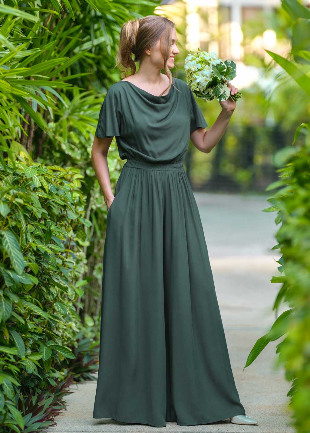 Dark green romantic jumpsuit