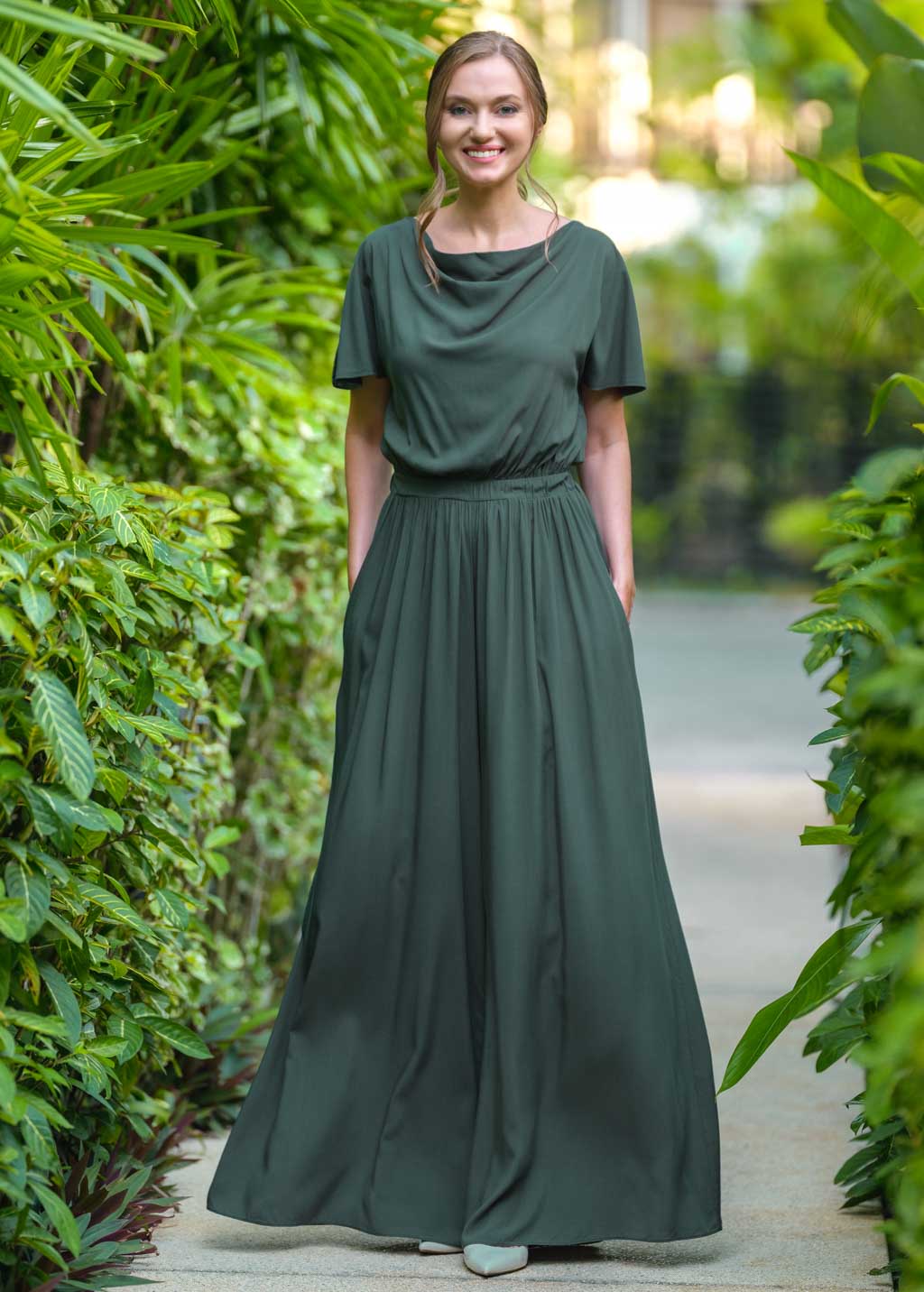 Dark green romantic jumpsuit